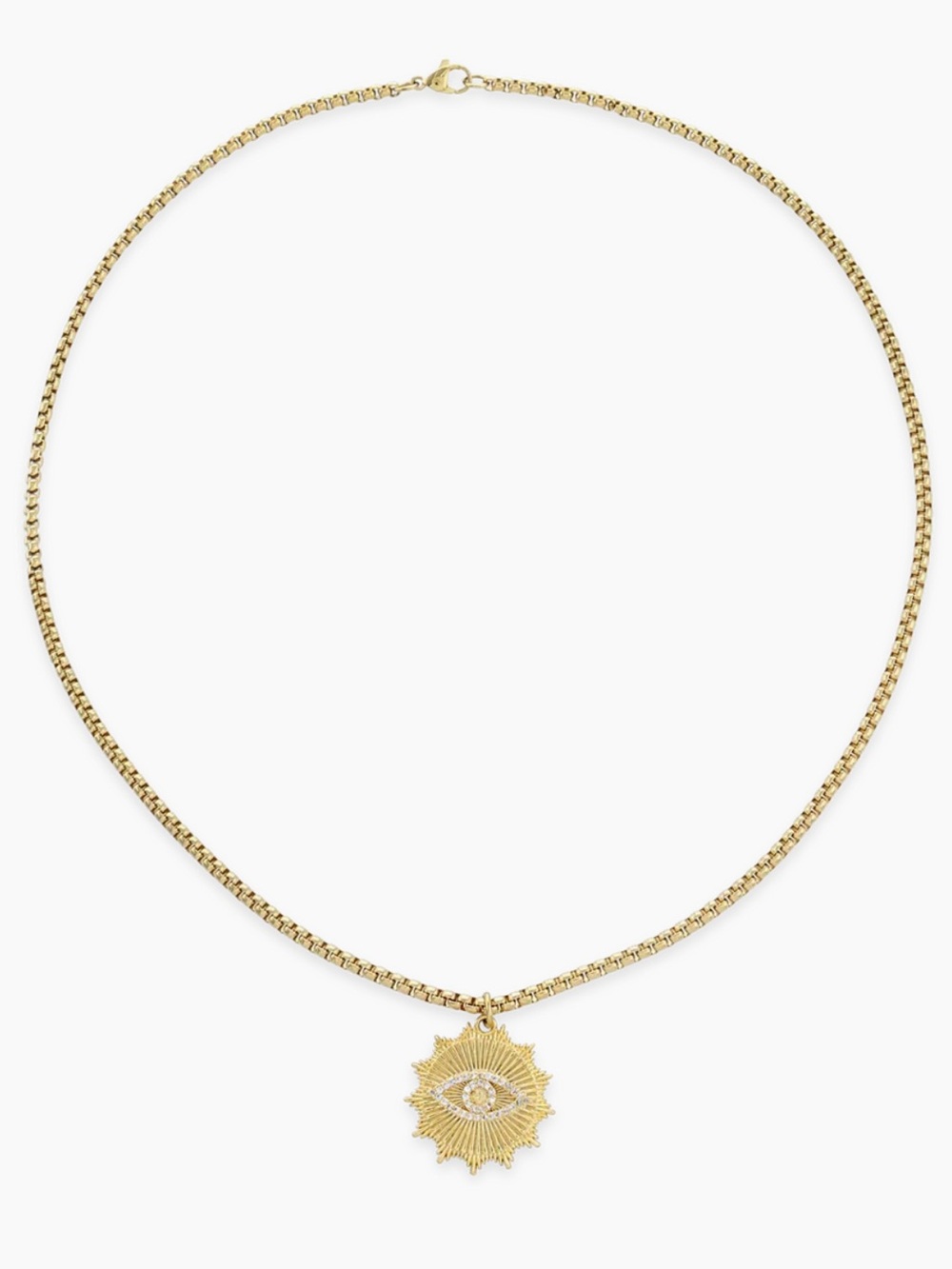 18K Gold Plated Evil Eye “I SEE” Pendant Necklace in Gold | NEW